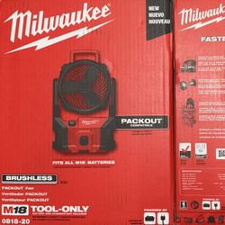 Milwaukee M18 Packout Fan. Tool Only. Model #0818-20. 