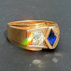 Jewelry 14k solid yellow gold diamond sapphire 1.05CTW ring size 9.00