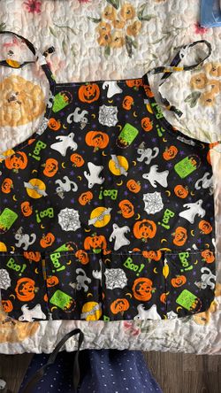 Kids Halloween Print Fabric Apron with Pockets
