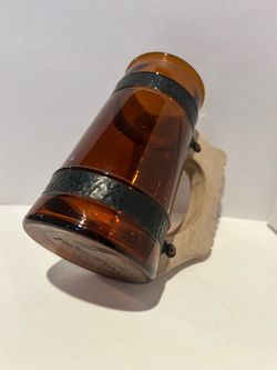 Amber Glass Beer Stein with Metal Bands