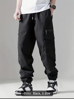 Men’s Regular Fit Cargo Pants Size Large Black