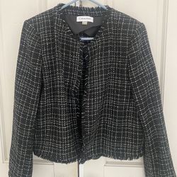 Calvin Klein Tweed Collarless Blazer NWT Size 14