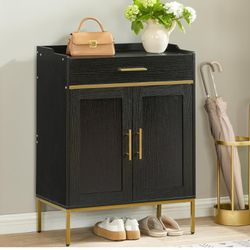 Shoe Storage Cabinet for Entryway, Freestanding Shoe Organizer with Doors