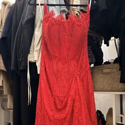 Sexy Red Beaded Lace Cocktail Corset Dress