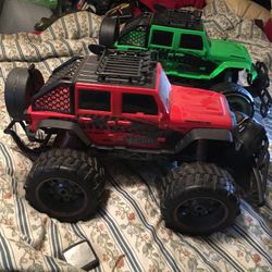 huge red and green wrangler jeep package