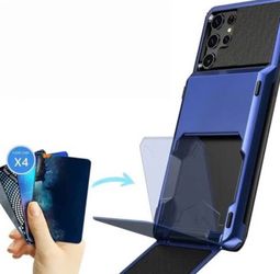 Blue Armor Phone Case with Card Holder