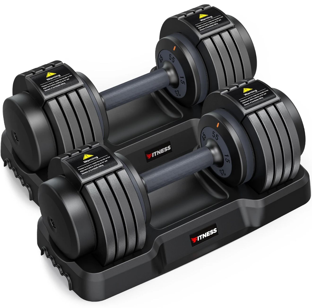 Set of 55lb Adjustable dumbbells