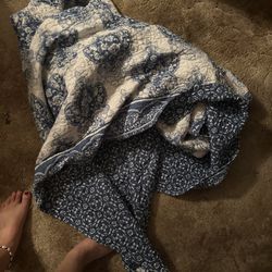 Blue And White King Quilt