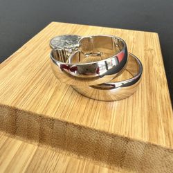 Vintage Monet Silver Tone Wide Hoop Clip-On Earrings Classic Statement Jewelry