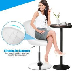 COSTWAY Vanity Chair, Contemporary Height Adjustable Makeup Chair with Chrome Frame, Tufted Round-Back, Modern Swivel Accent Chair for Lounge, Pub, Ba