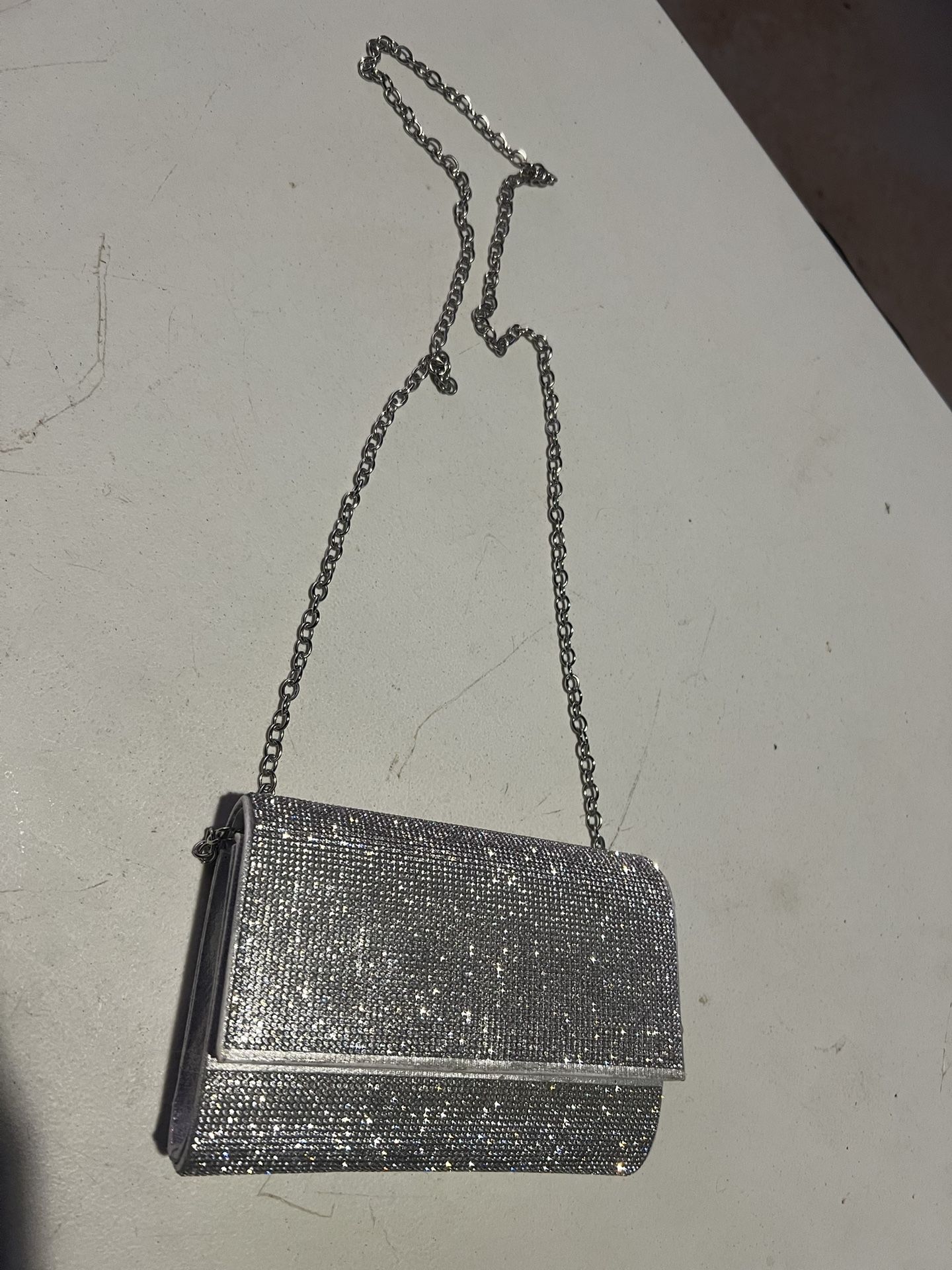 Silver Sparkle Clutch Purse 