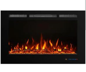 40 in. Electric Fireplace Insert with Remote and Log Crystal