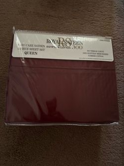 NEW Royal Sateen 300 TC Egyptian Cotton 4-Piece Queen Sheet Set - Luminesse Stripe