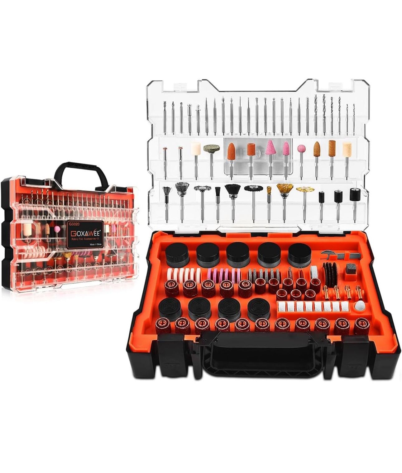 🔥Brand new🔥 480Pcs Rotary Tool Accessories Kit, GOXAWEE 1/8 inch Shank Rotary Tool Accessory Set, Multi Purpose Universal Kit for Cutting, Drilling,