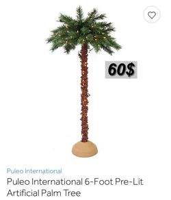 Puleo International 6-foot Pre-Lit Artifical Palm Tree