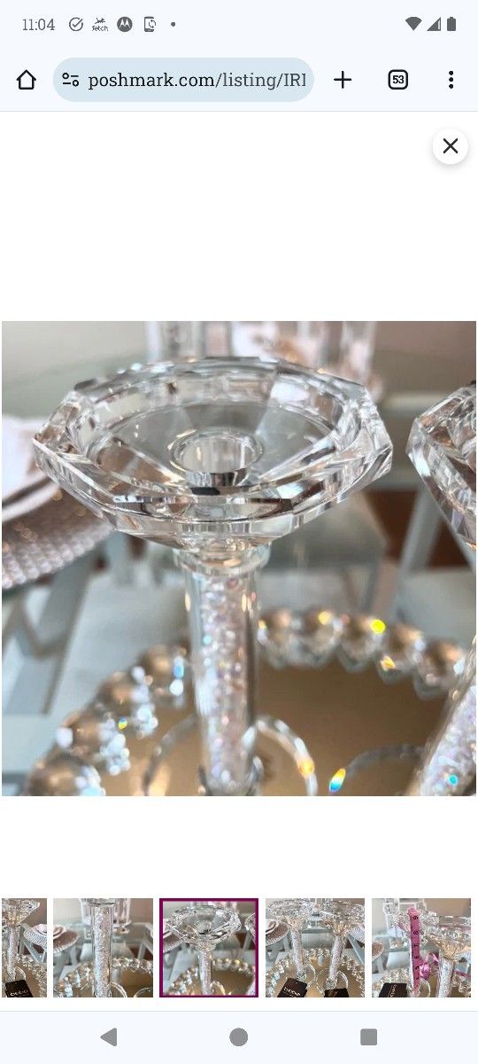 Bebe Crystal Candle Holders Filled With Iridescent Diamonds