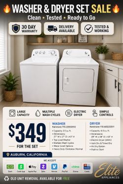 Kenmore washer w/ agitator & electric dryer set