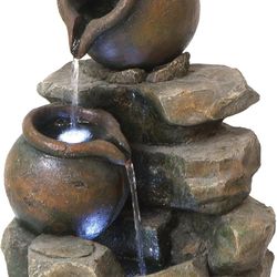 Design Toscano Lataverna Cascading Urns LED Fountain W/ Pump