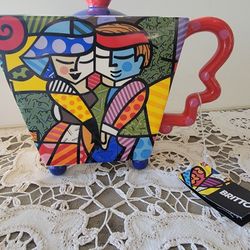 BEAUTIFUL UNIQUE TEAPOT BY BRITTO NEW WITH TAGS DANCING CHEEK TO CHEEK