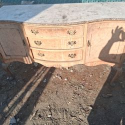 Antique Serpentine Maple Burlwood Sidetable or Buffet