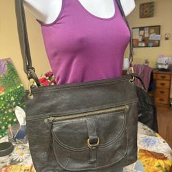Fossil Large Leather Cross Body Bag Purse