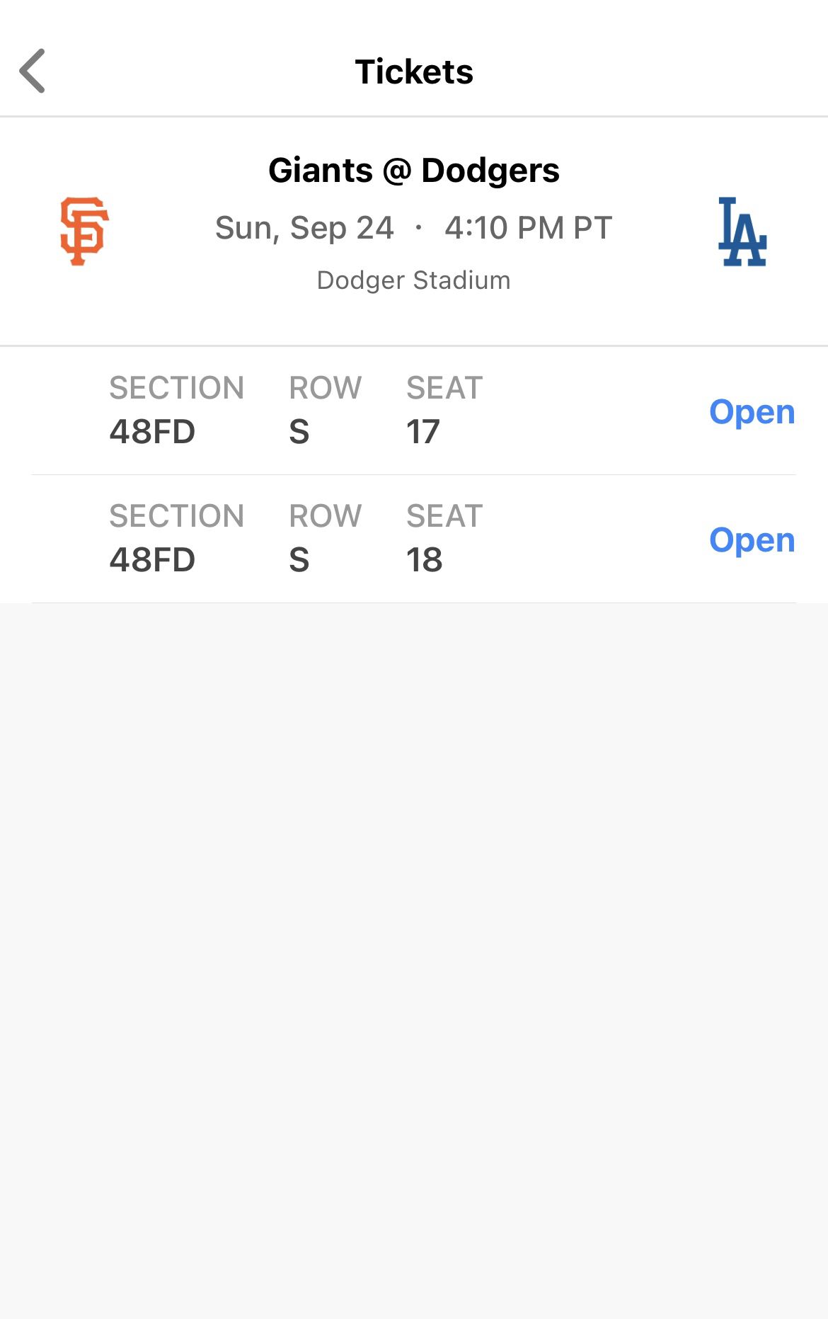 2 Dodger Tickets For Sunday 9/24 