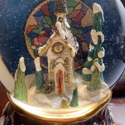 Blue Sky Heather Goldminc Silent Night Musical Glitter Snow Globe