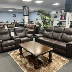 2PC Brown Leather Sofa & Loveseat 💥SPECIAL💥