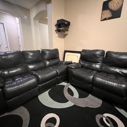 Black Leather Sofa and Love Seat for sale