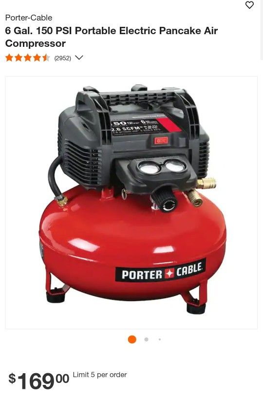 NEW 150 PSI 6 GALLON PORTER CABLE PORTABLE AIR COMPRESSOR
