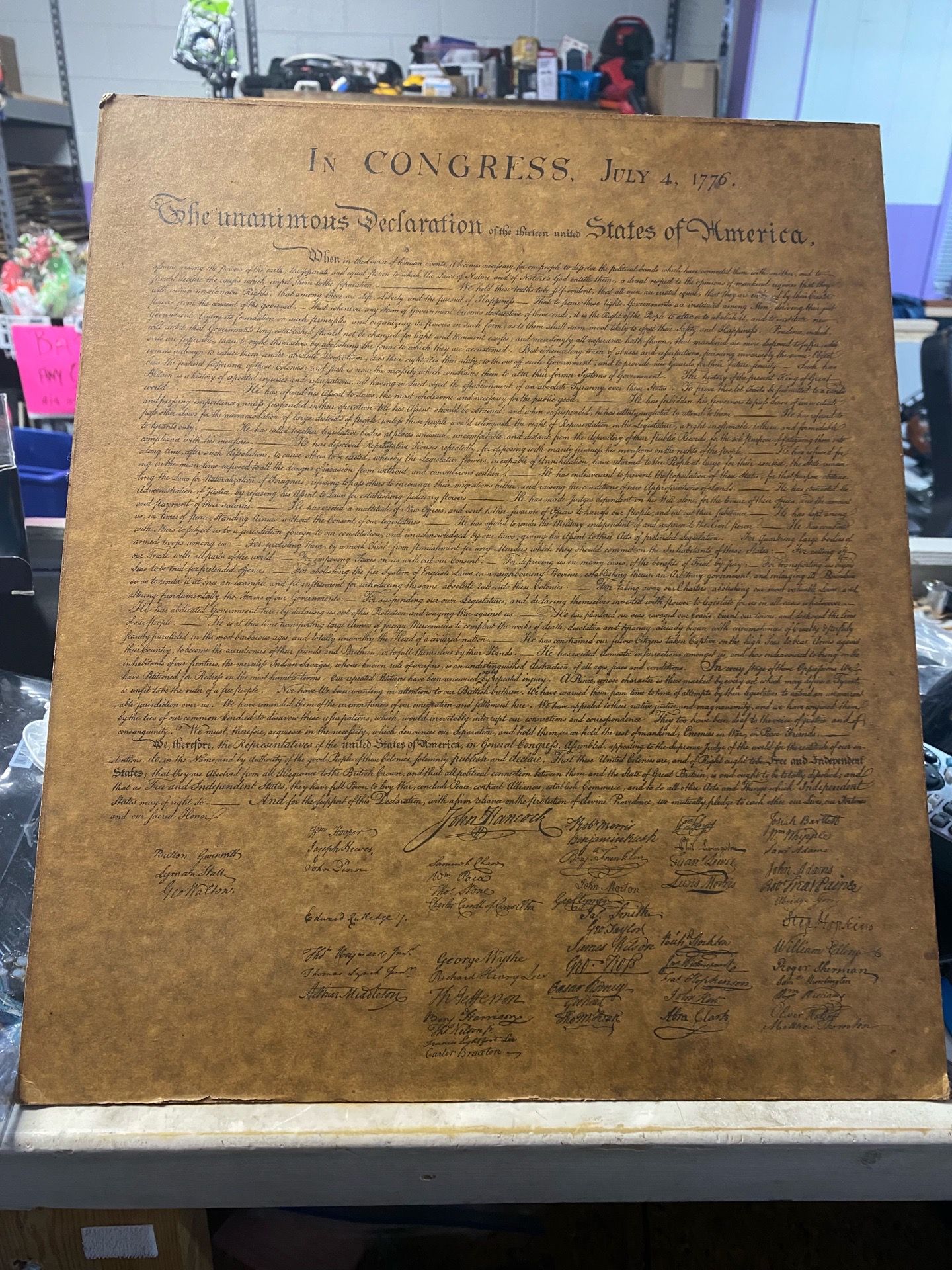 VTG Aged Copy of The Declaration of Independence Unique Frame