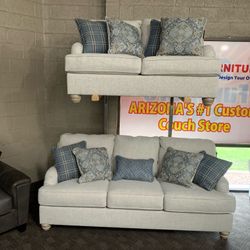 Cream Linen Sofa And Love Seat Set 