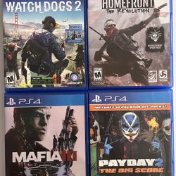 PS4 Video Game Lot #1 Of (4) Watchdogs Homefront Mafia Payday Clean Discs