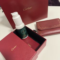 Cartier Red Leather Printed Compact Wallet
