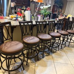 set of 6 new leather seat cover cushion brown counter height bar stool swivel sturdy 