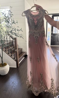 Pink Embellished Gown Dress 