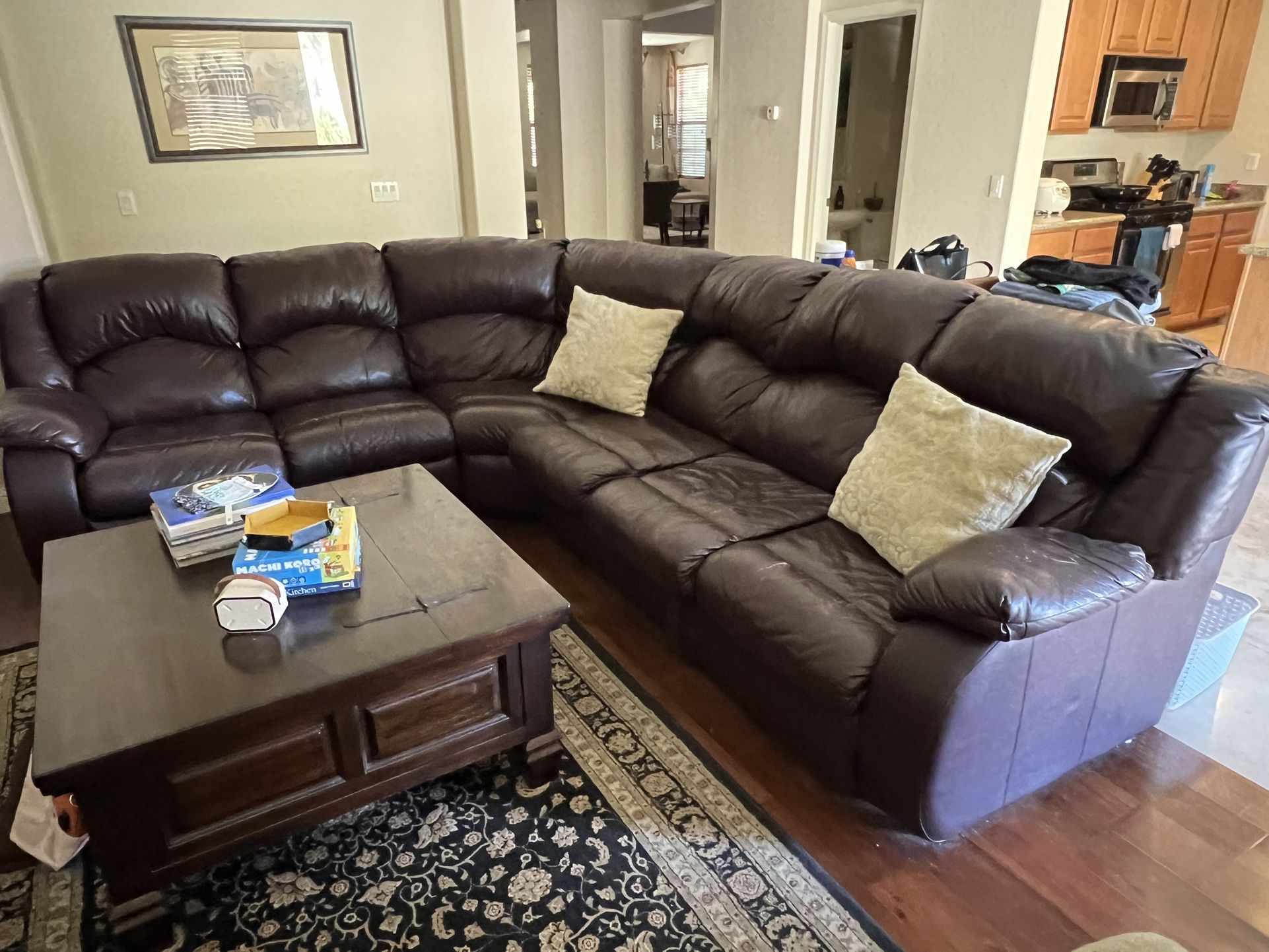 Leather Sectional And Lazyboy Rocking Recliner 