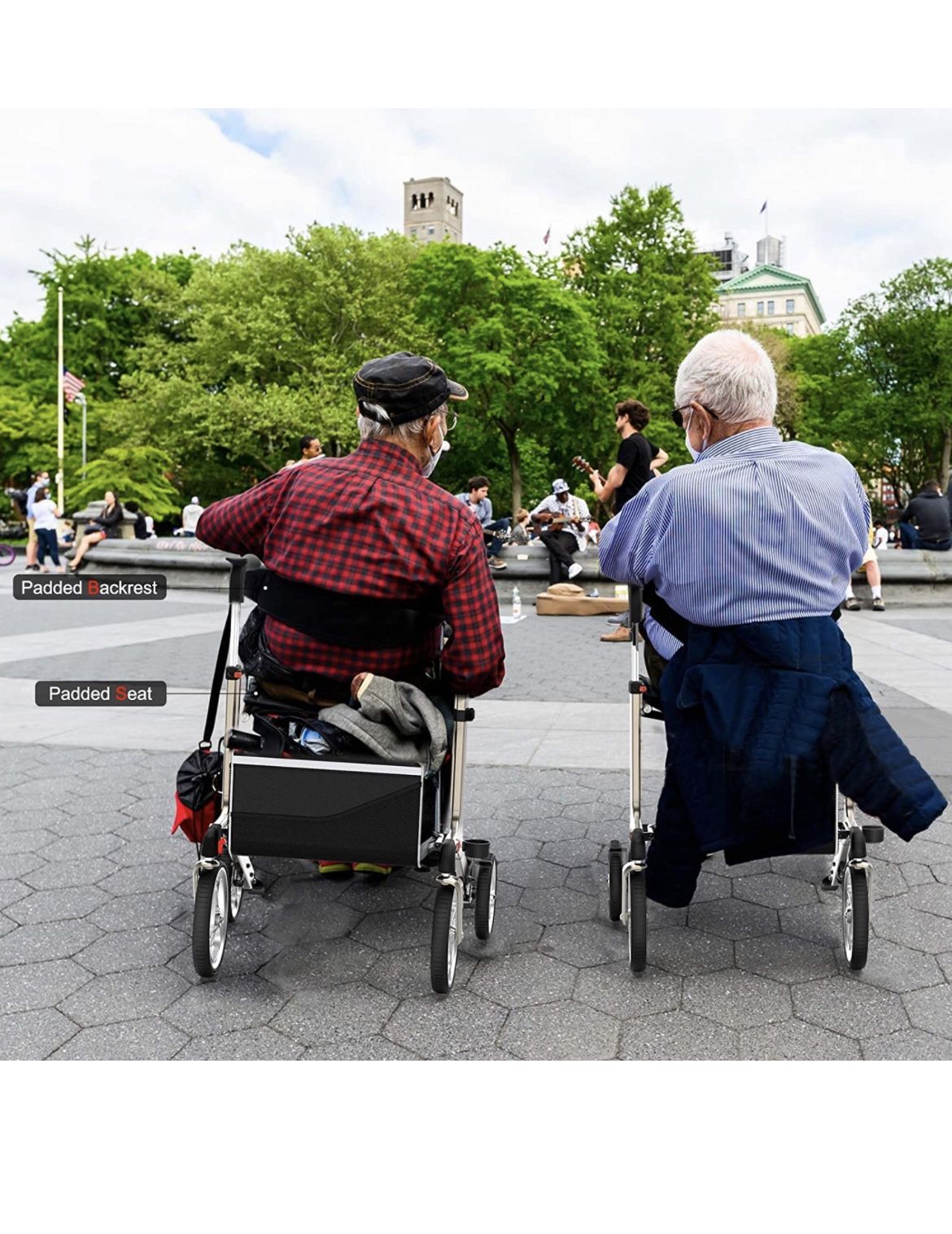 Healconnex Luxury Rollator Walkers for SeniorsBulitin Cable Rollator Walker with Seat, 10