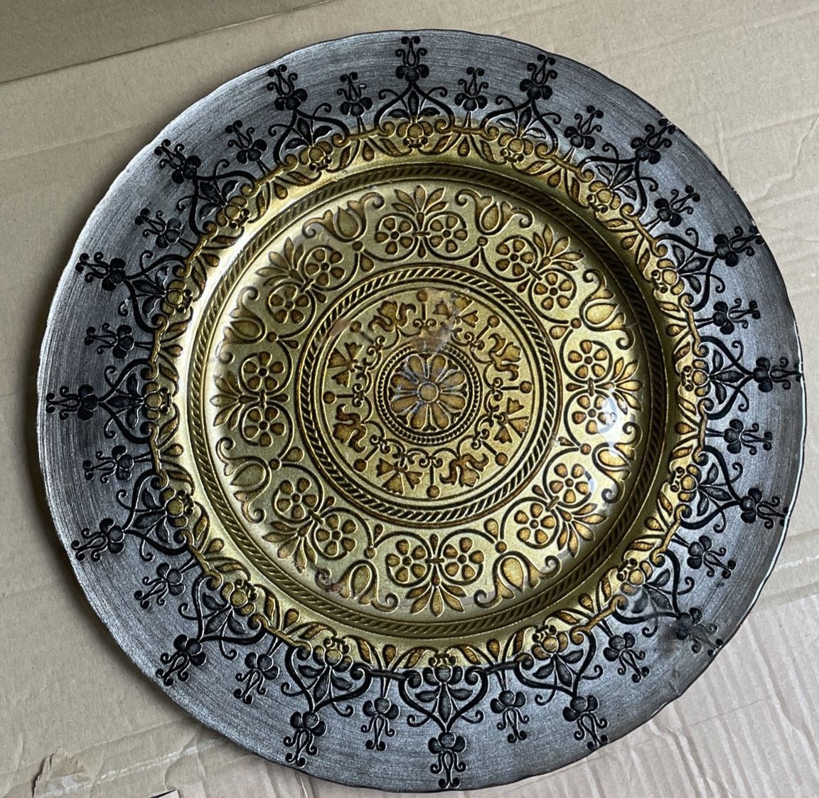 MONACO GLASS CHARGER SILVER/GOLD, 15". Only One Available
