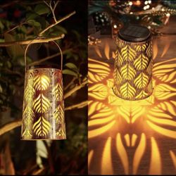 Solar Lantern Outdoor Garden Decor 2 Pack Hanging Solar Lantern Lights, Farmhous