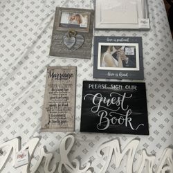 Wedding Signs, Picture Frames And Guest Book 