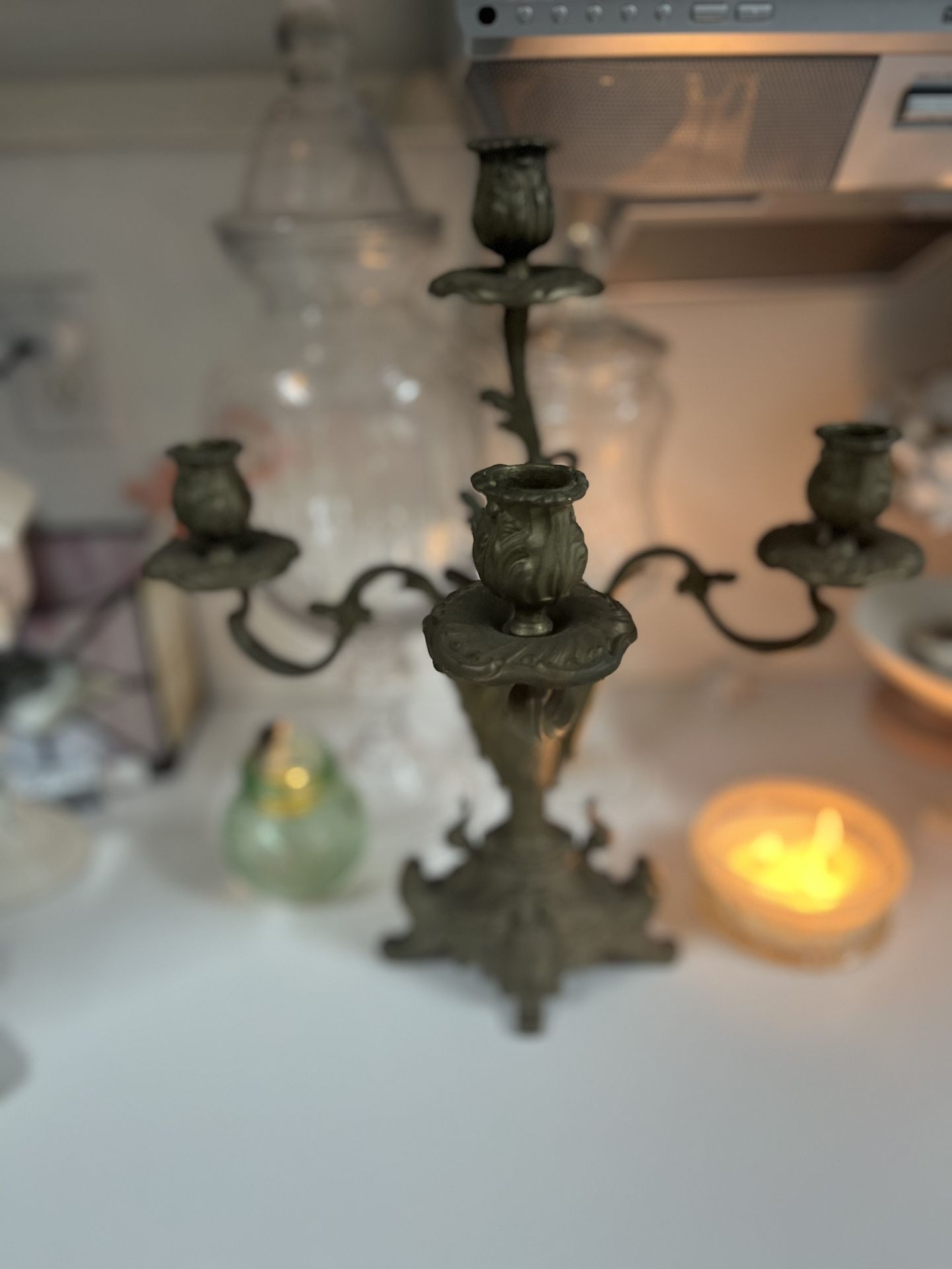 1800 French Baroque 5 Arm Brass Candelabra
