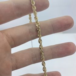 Gold Bracelet 10K Rope New 