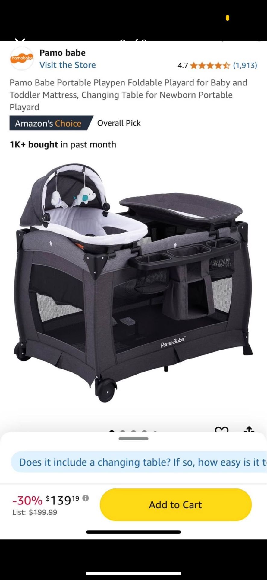 Brand New, Unopened Pamo Babe Portable Playpen Foldable Playard for Baby and Toddler Mattress, Changing Table for Newborn