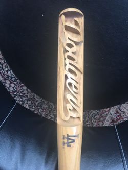 Carved LA Dodgers bat