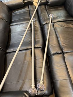 Set of 3 decorative curtain rods with clear crystal