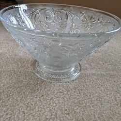 Vintage Clear Sandwich Glass Footed Bowl