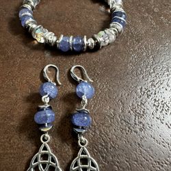 Purple and Silver Beaded Bracelet Set