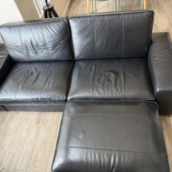 Ikea Leather Sofa And Ottoman 