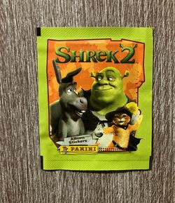 Sealed vintage pack of Shrek 2 album stickers